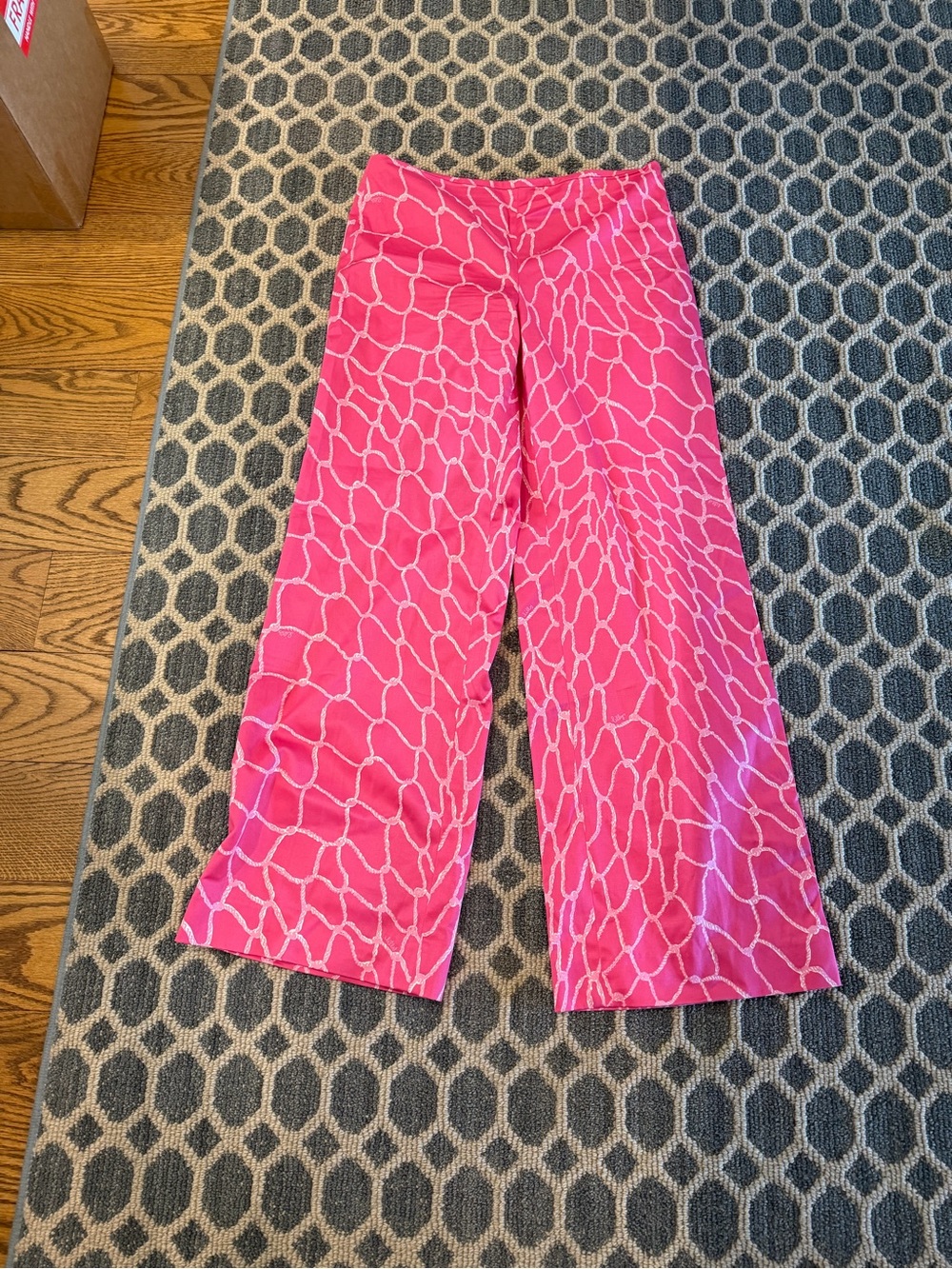 Lilly Pulitzer Hot Pink & White Patterned Wide-Leg Pants